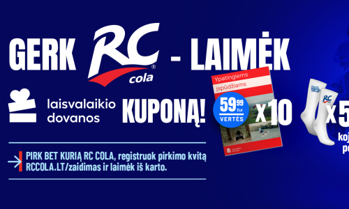 Gerk RC COLA ir laimėk "Laisvalaikio dovanų" kuponą